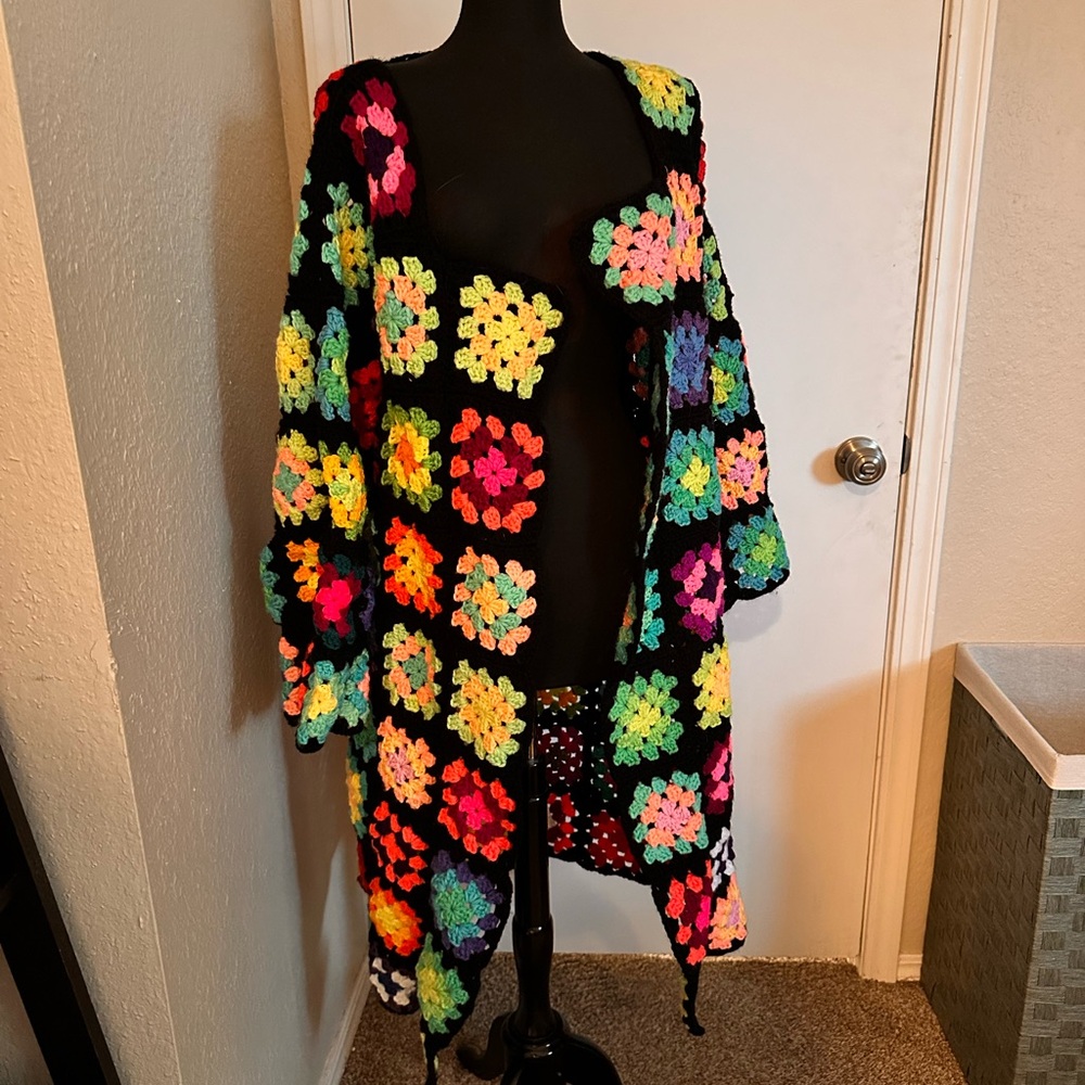 Multicolor Floral Crochet Cardigan